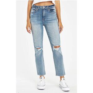 NEW Daze Denim High-Rise Straight-leg Stretchy Light Distressed Jeans 30 Winner